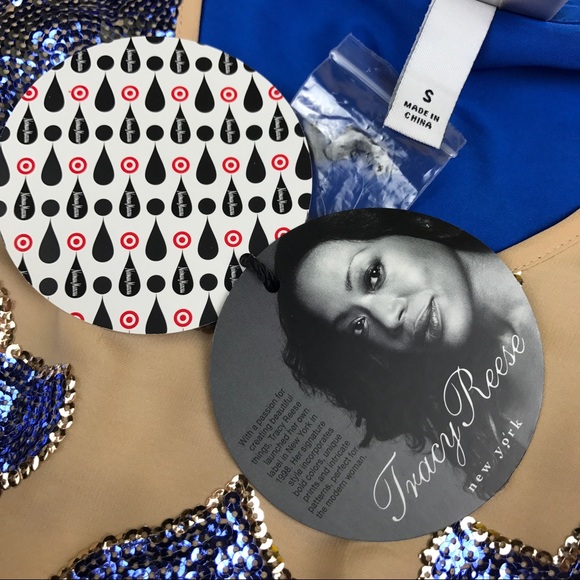 Tracy Reese NM Target Blue Tan Sequin Sheer Top - Picture 4 of 8